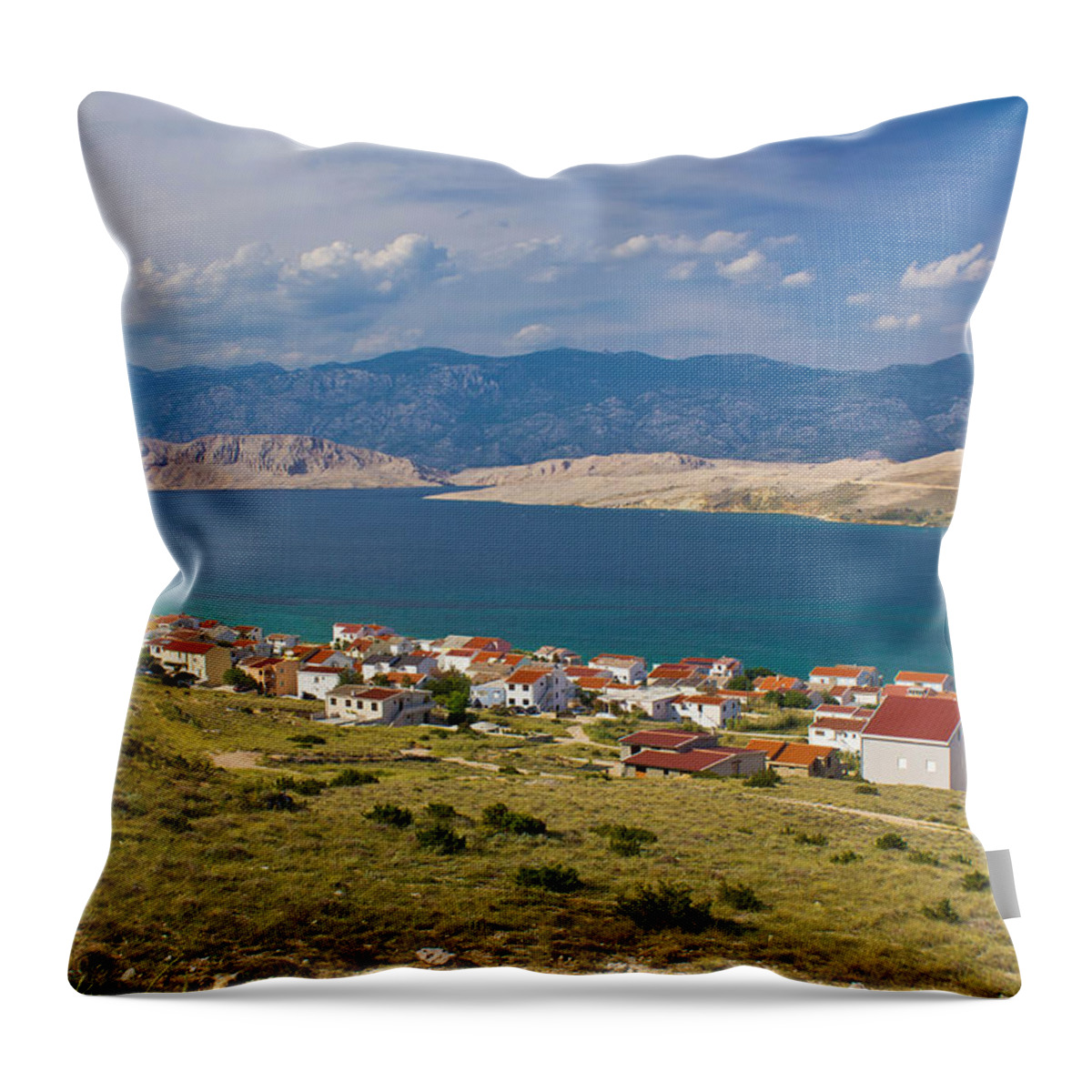 Croatia Throw Pillow featuring the photograph Island of Pag bay seascapes by Brch Photography