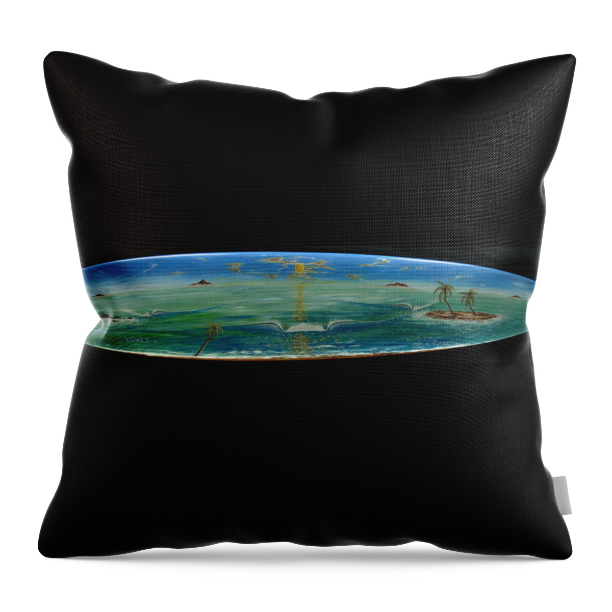 Islandsurfdreams Throw Pillow featuring the painting Island Surf Dreams by Paul Carter