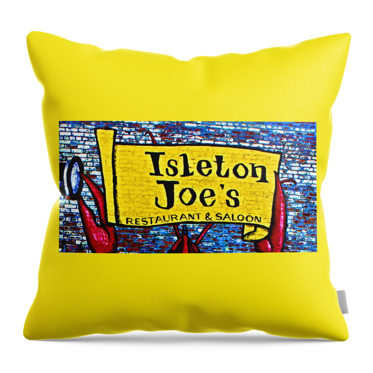 Isleton Joe's Restaurant & Saloon Throw Pillow featuring the photograph Isleton Joe's Logo by Joseph Coulombe