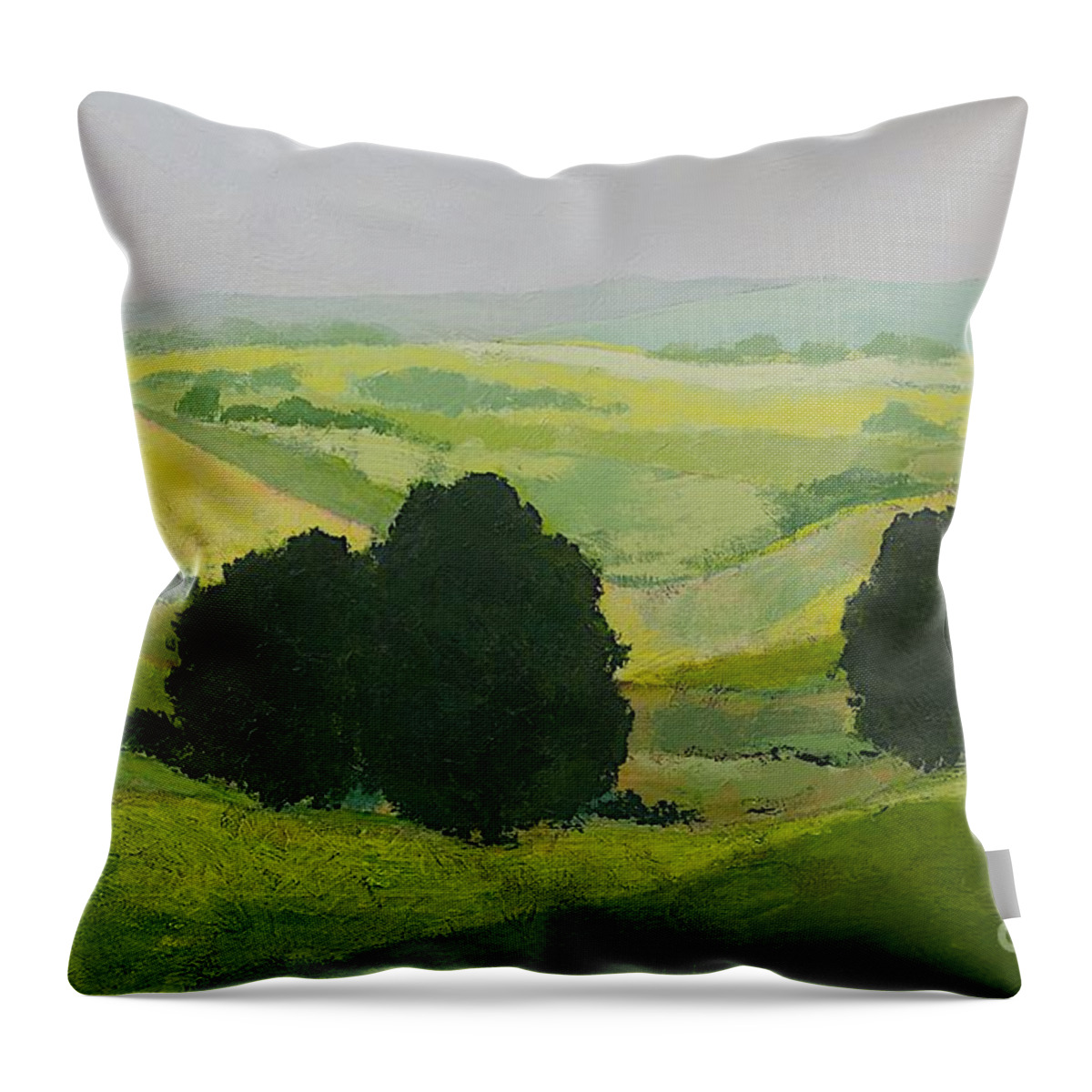 Landscape Throw Pillow featuring the painting It Grows on Trees by Allan P Friedlander
