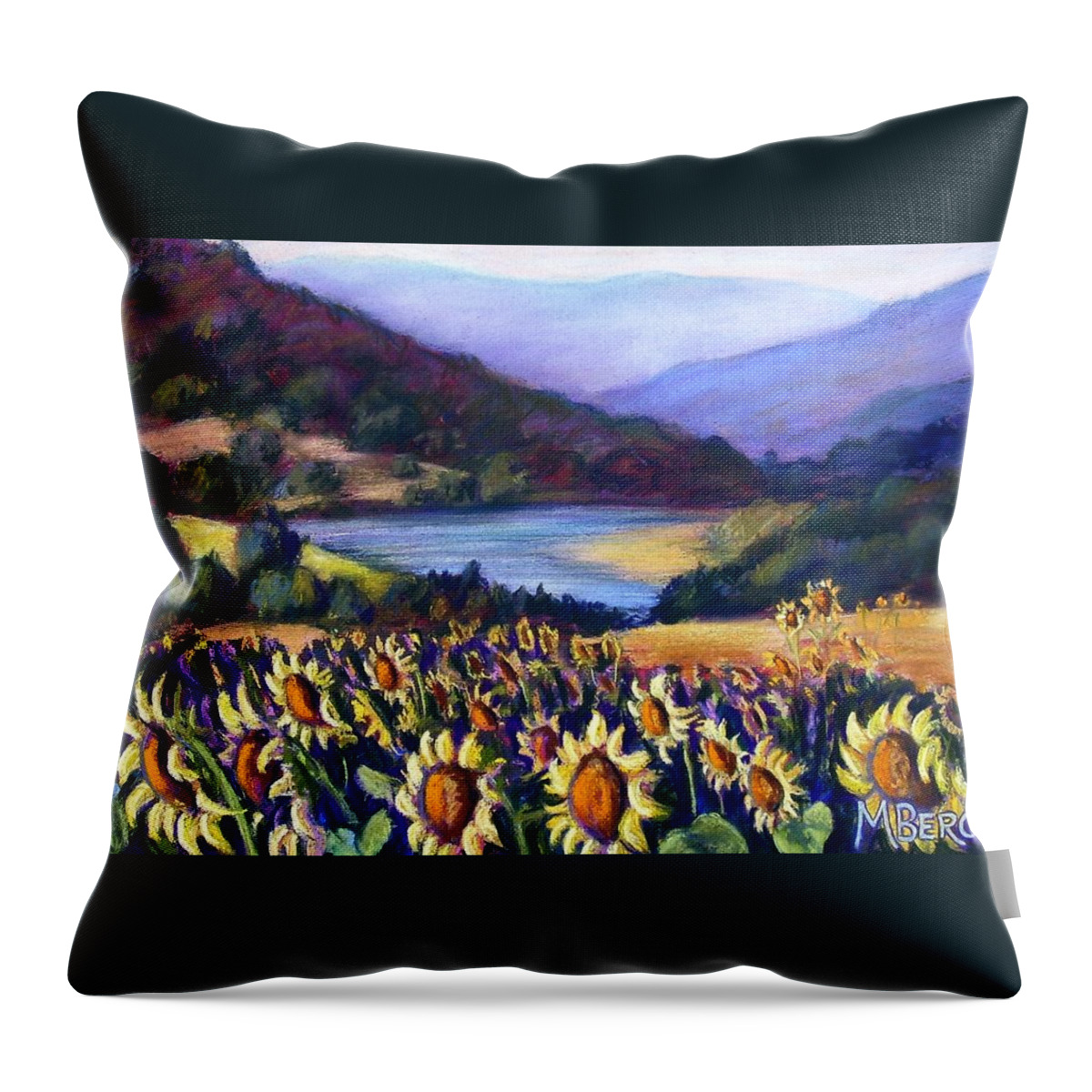 Pastel Throw Pillow featuring the painting Italian Sunflowers by Marian Berg