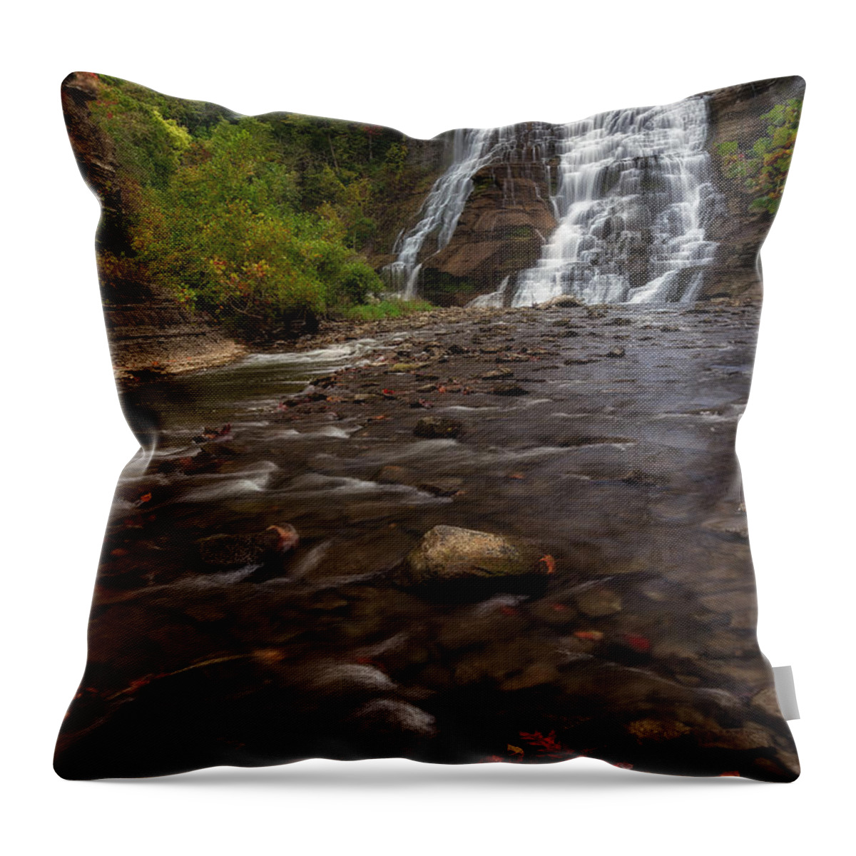 Ithaca Falls Throw Pillow featuring the photograph Ithaca Falls 2 by Mark Papke