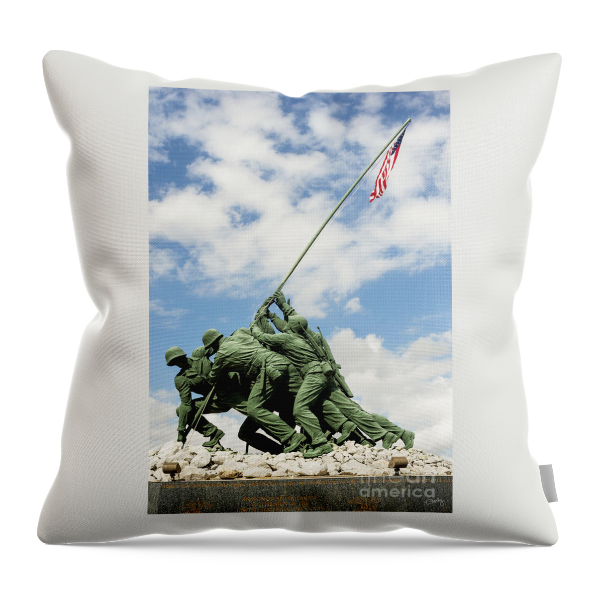 Iwo Jima Monument Throw Pillow featuring the photograph Iwo Jima Monument II by Imagery by Charly