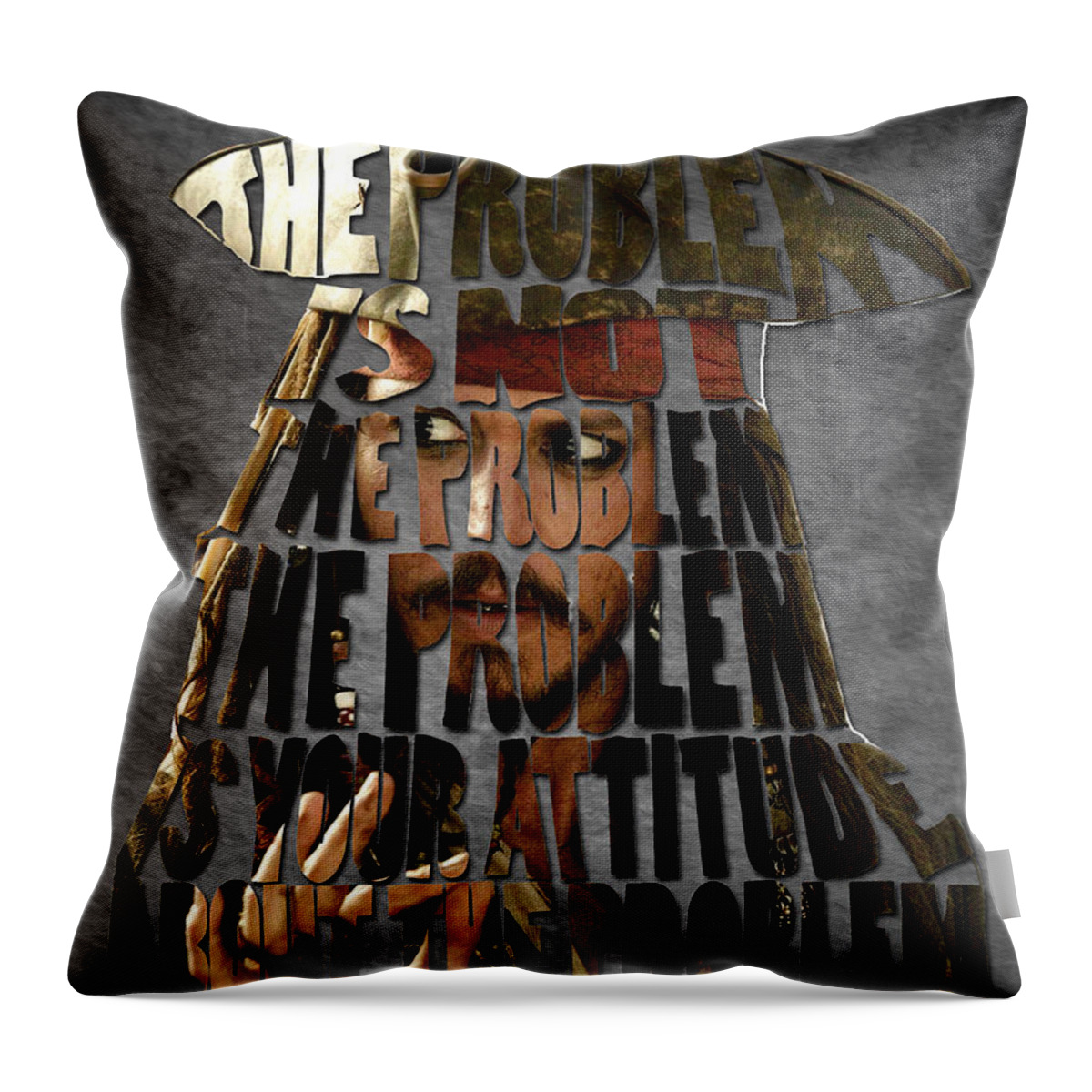 Jack Sparrow Quote Throw Pillow featuring the painting Jack Sparrow Quote Portrait Typography artwork by Georgeta Blanaru