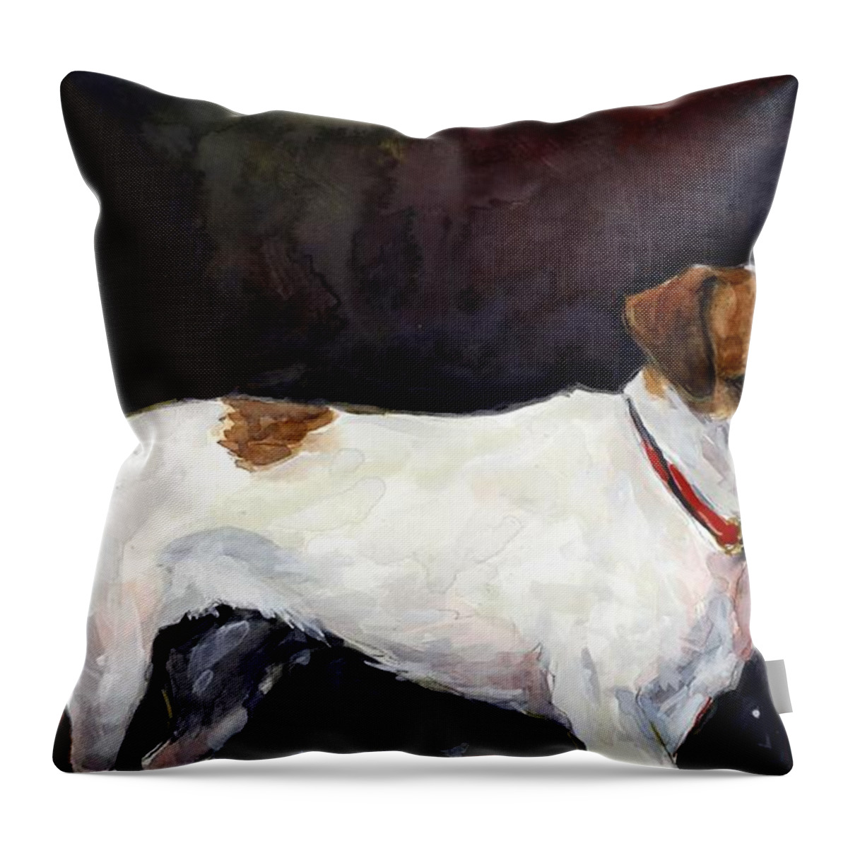 Jack Russell Terriers Throw Pillow featuring the painting Jack Trio by Molly Poole