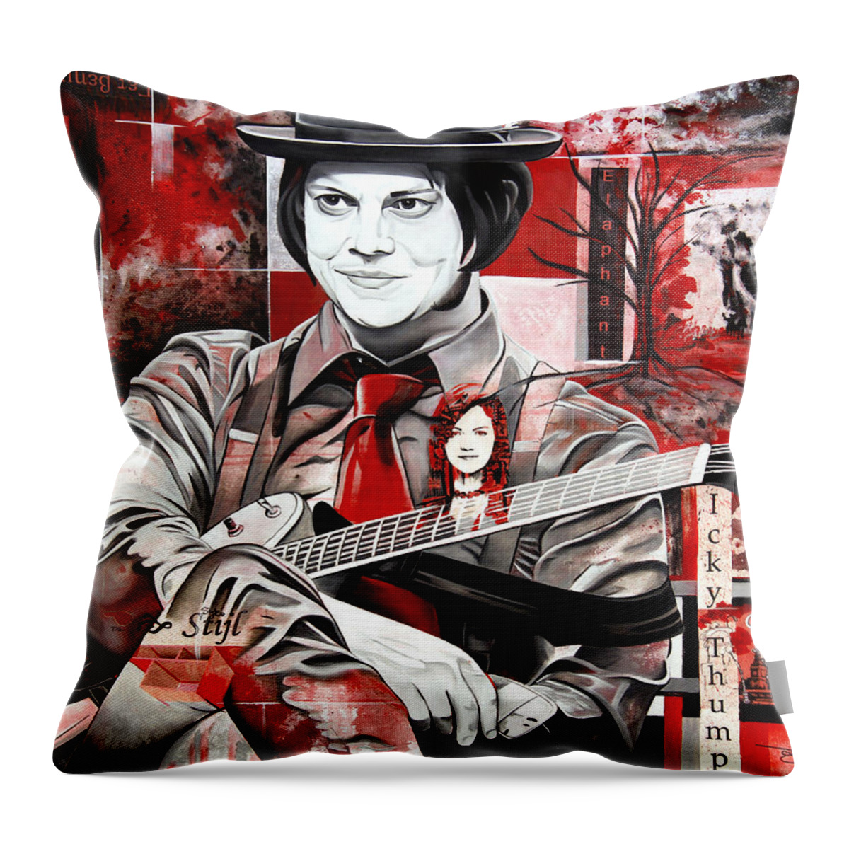 Jack White Throw Pillow featuring the painting Jack White by Joshua Morton