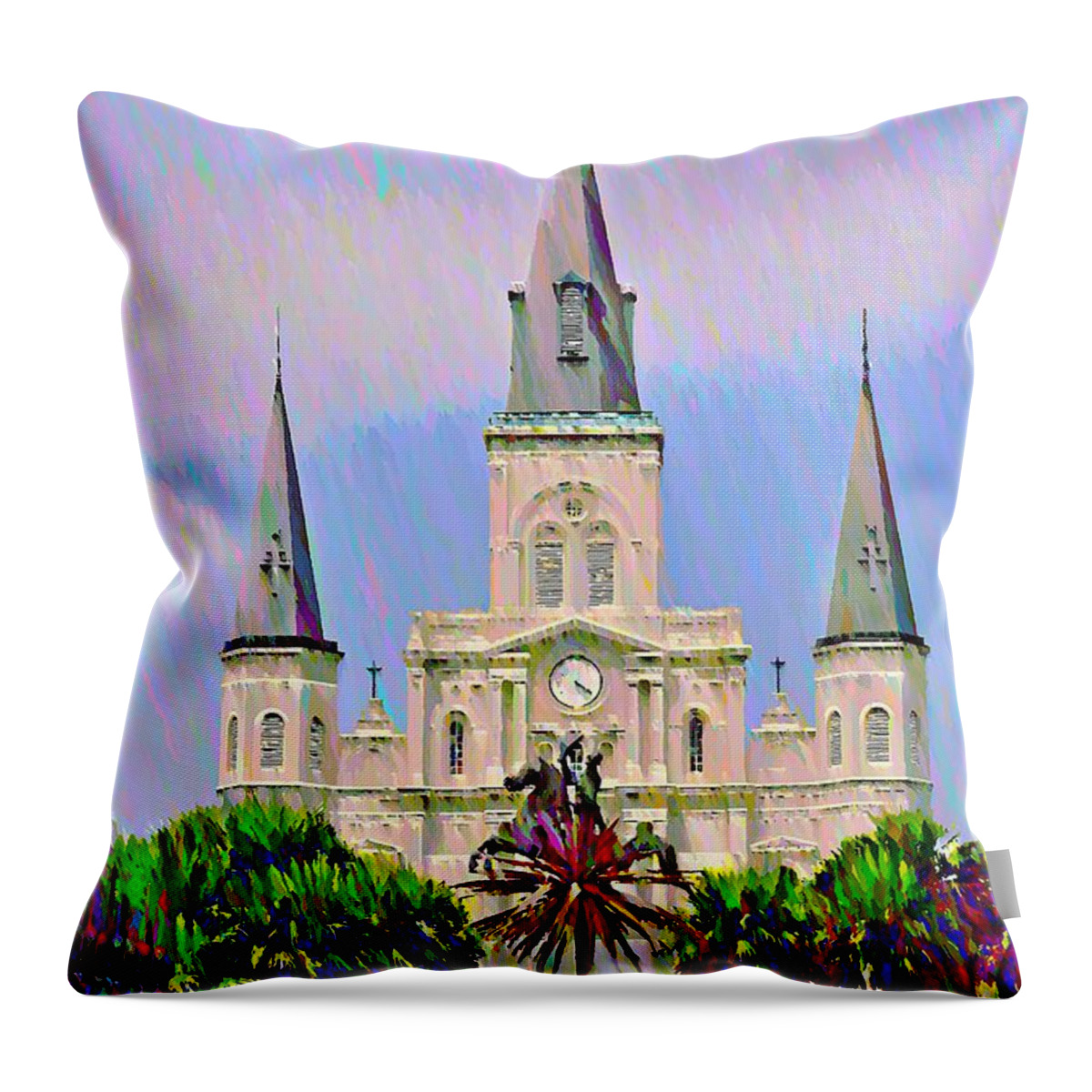 Jackson Throw Pillow featuring the photograph Jackson Square in the French Quarter by Bill Cannon