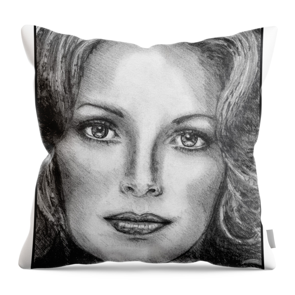 Mccombie Throw Pillow featuring the drawing Jaclyn Smith in 1976 by J McCombie