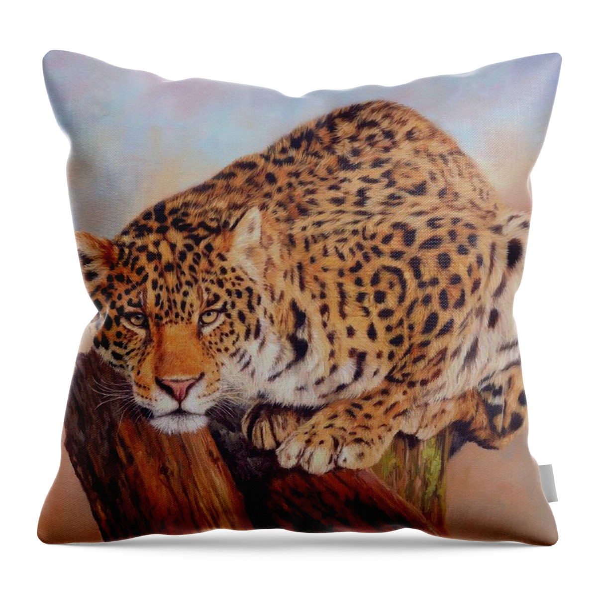 Jaguar Throw Pillow featuring the painting Jaguar by David Stribbling