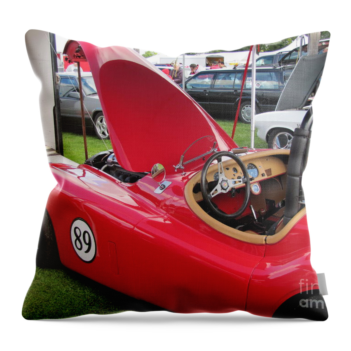 Racing.racer Throw Pillow featuring the photograph Jaguar In Paddock by Neil Zimmerman