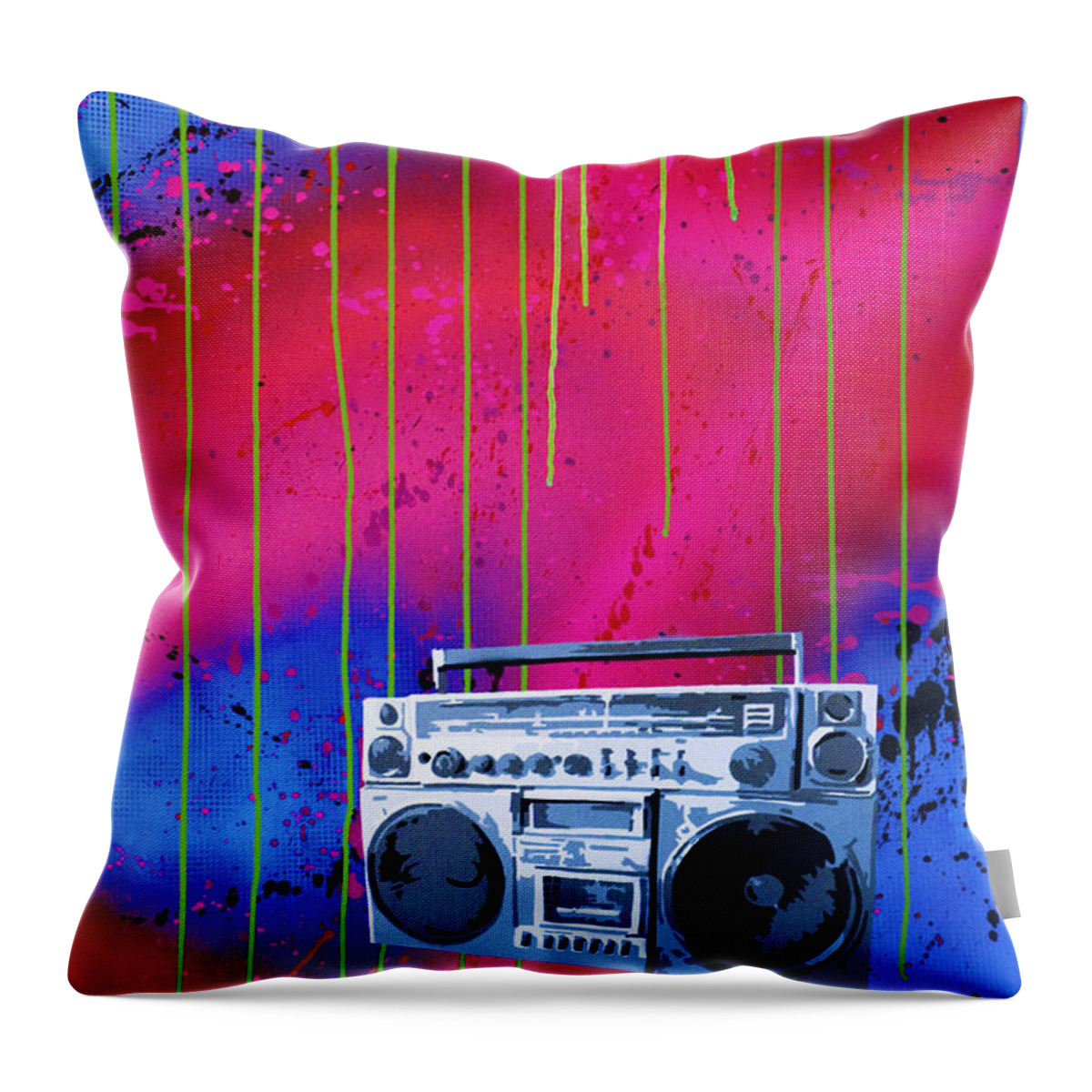 Jam-box Throw Pillow featuring the painting Jamboxxx by Bobby Zeik