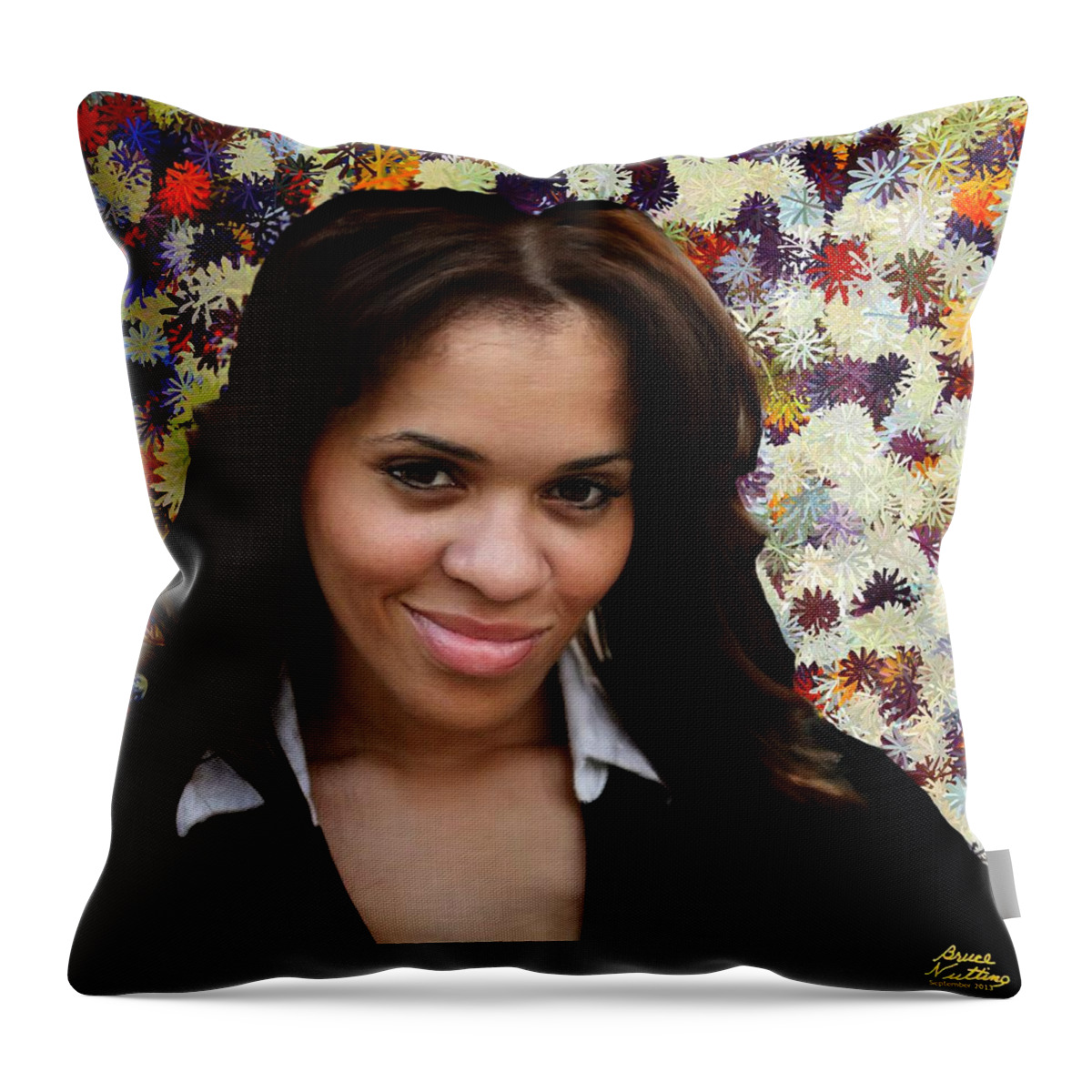 Pretty Throw Pillow featuring the painting Jameela Epps by Bruce Nutting