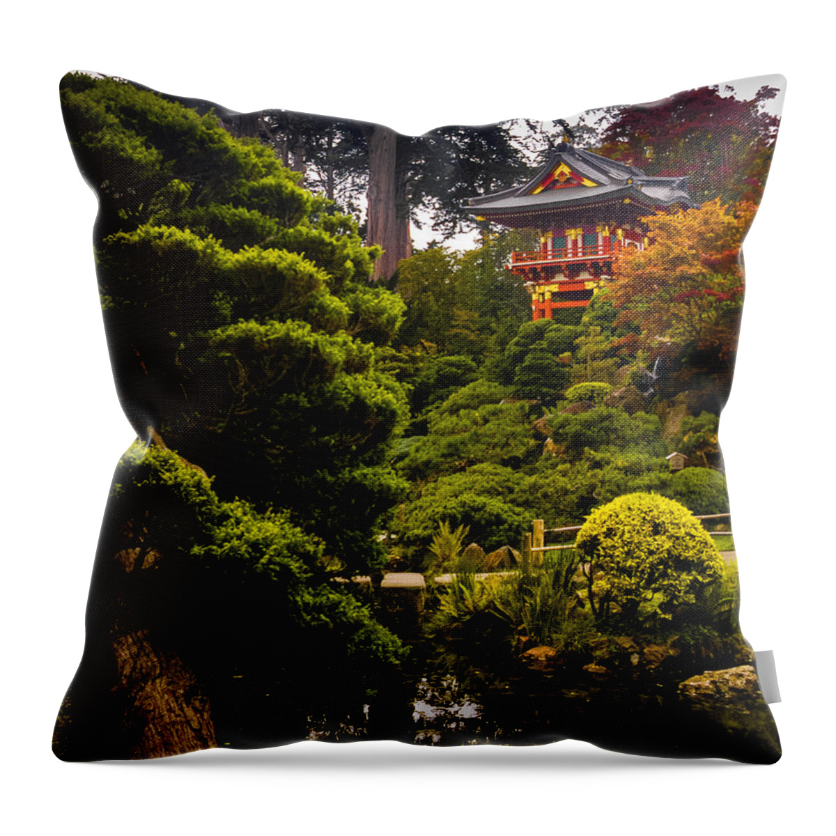 Bonsai Throw Pillow featuring the photograph Japanese Garden by Mark Llewellyn