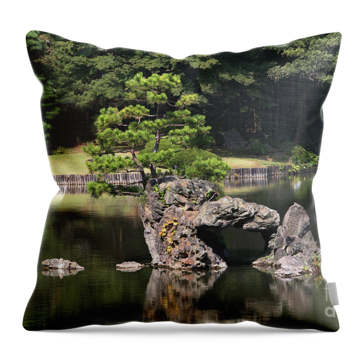 Japan Throw Pillow featuring the digital art Japanese Japanese Garden by Jack Ader