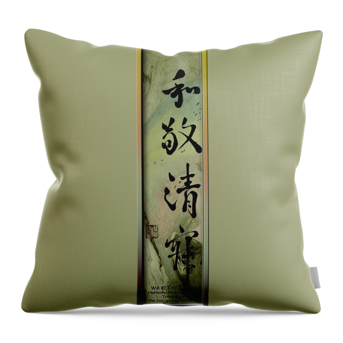 Japanese Tea Ceremony Principles Throw Pillow featuring the mixed media Japanese Principles of Art Tea Ceremony by Peter V Quenter
