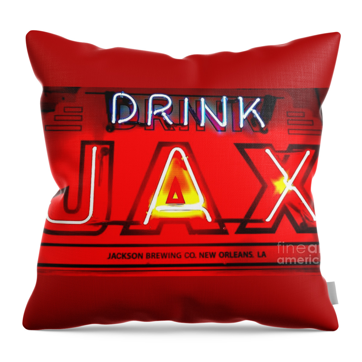 Jax Throw Pillow featuring the photograph JAX BEER of New Orleans by Saundra Myles