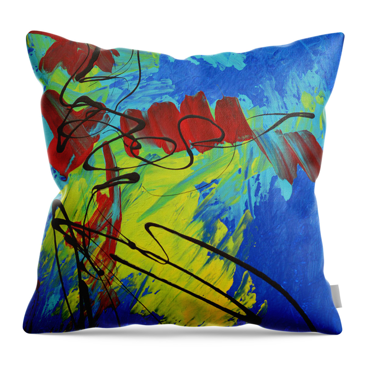 Bold Abstract Throw Pillow featuring the painting Jazz Baby by Donna Blackhall