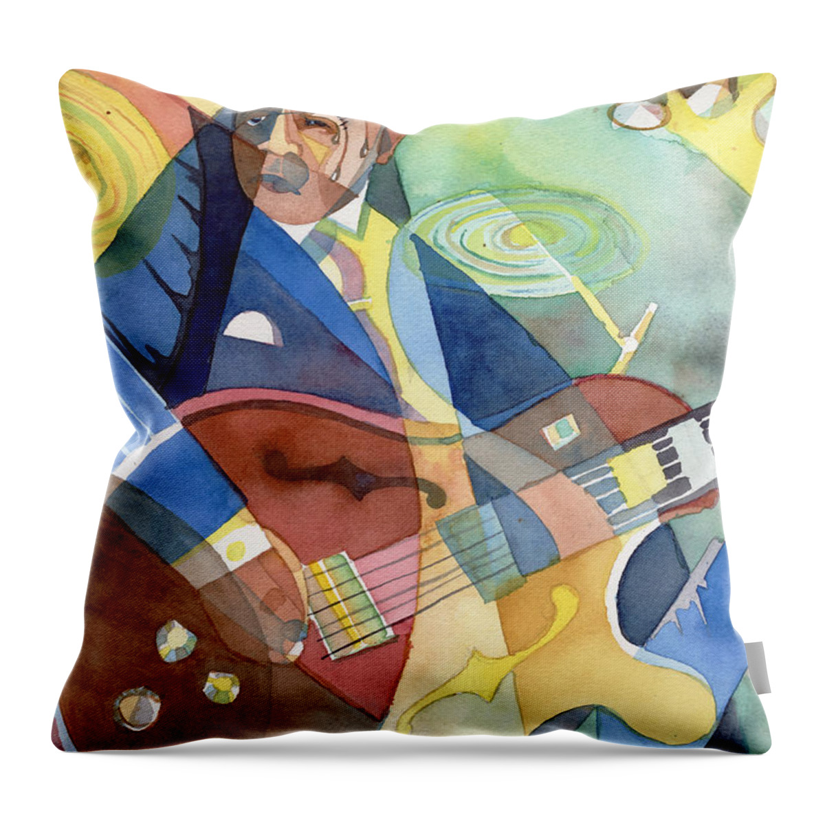 Music Throw Pillow featuring the painting Jazz Guitarist by David Ralph