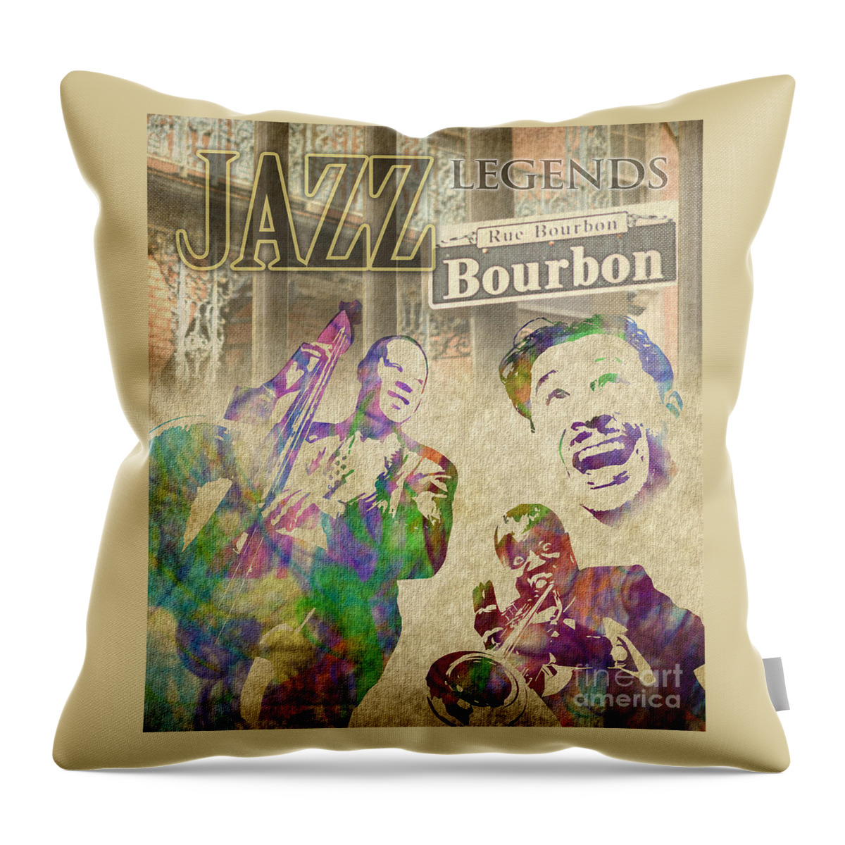 Jazz Throw Pillow featuring the digital art Jazz Legends by Timothy Lowry