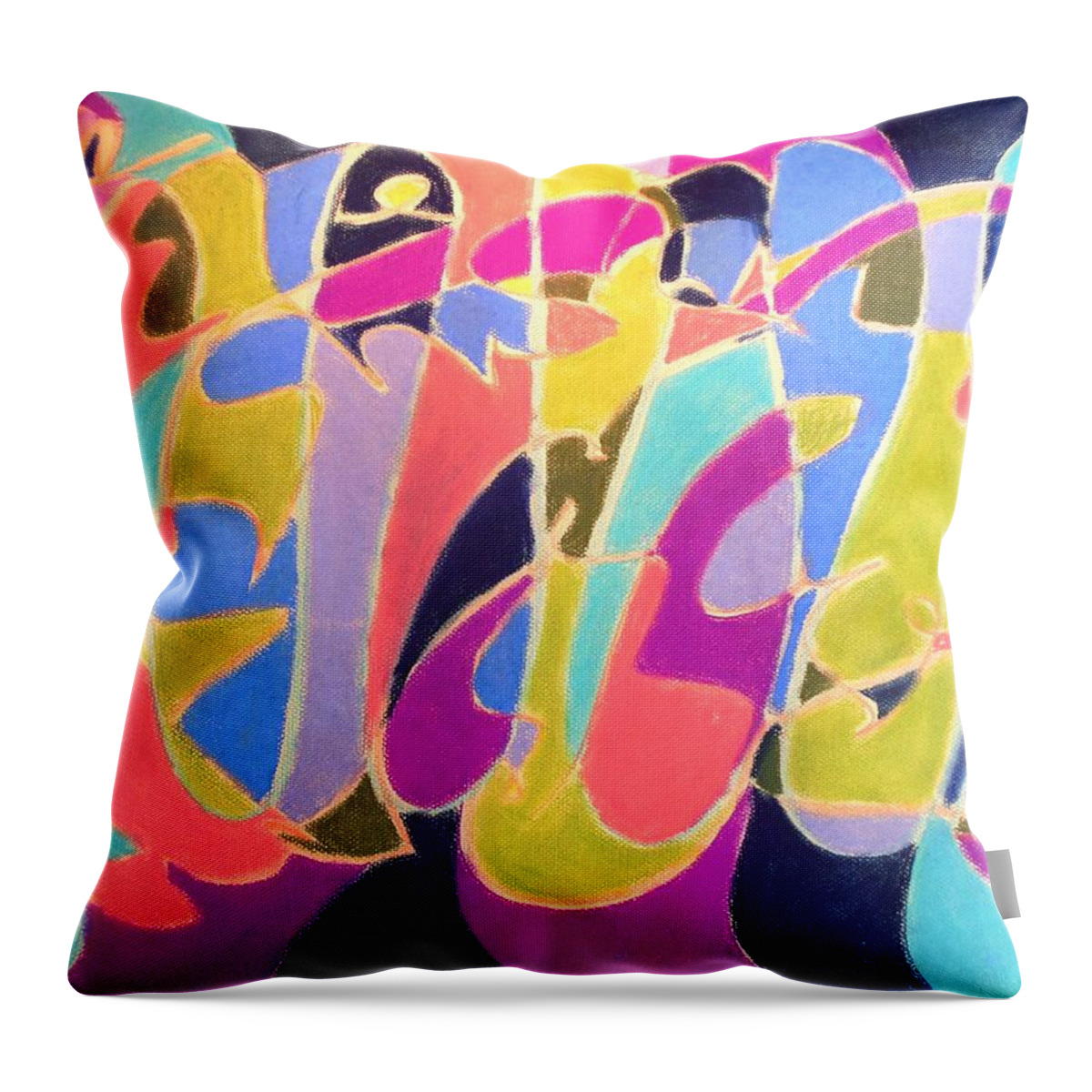 Jazz Live Throw Pillow featuring the drawing Jazz Live by Esther Newman-Cohen
