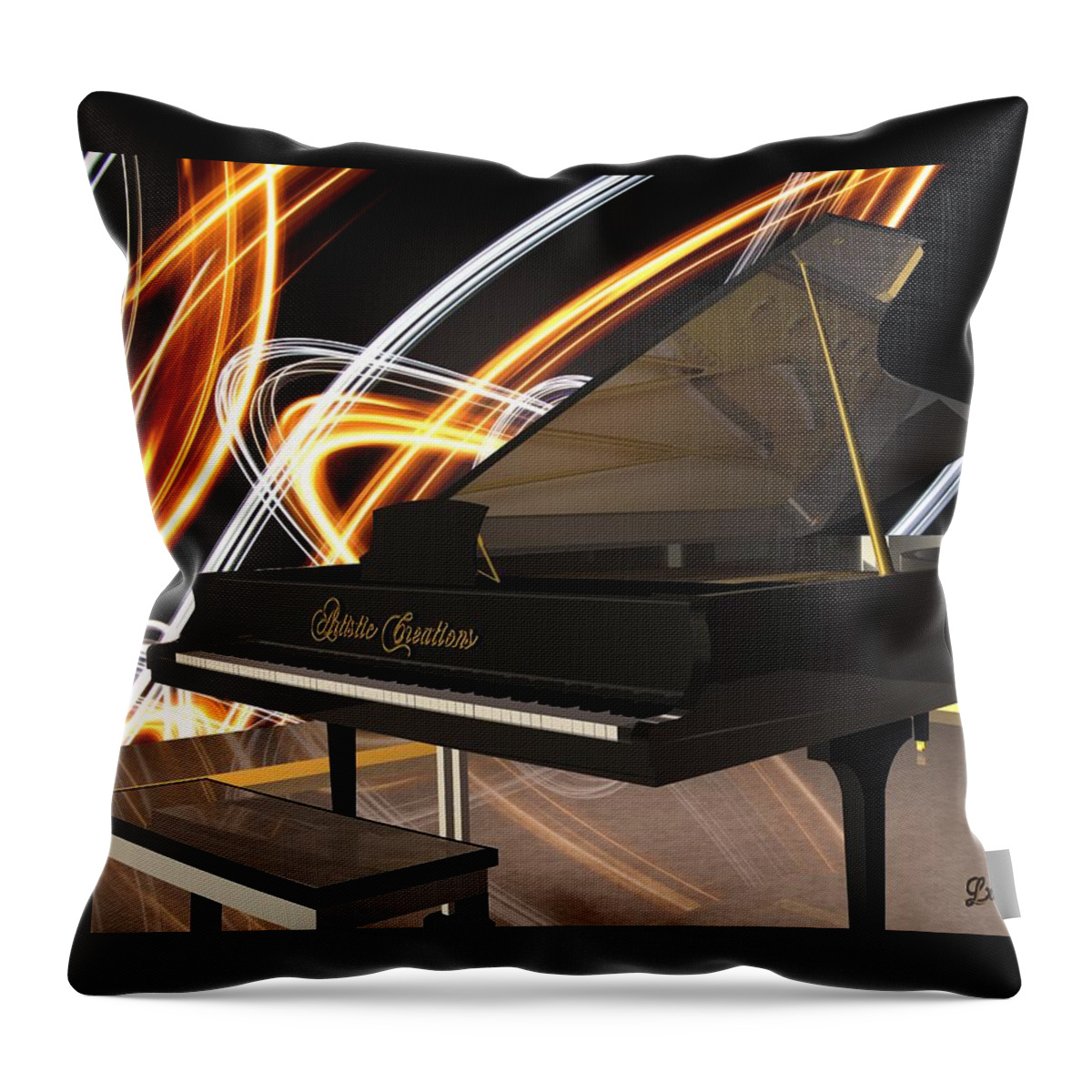 Jazz Throw Pillow featuring the digital art Jazz Piano Bar by Louis Ferreira