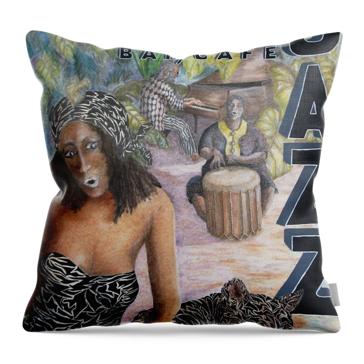 Jazz Throw Pillow featuring the painting Jazz by Roy Kenen