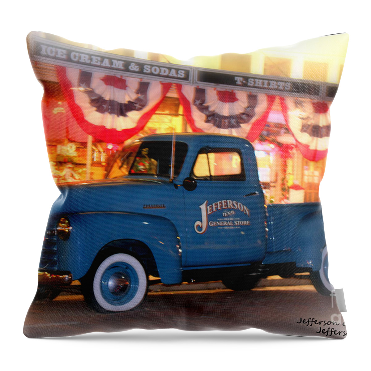 Jefferson General Store Pickup Throw Pillow featuring the photograph Jefferson General Store 51 Chevy Pickup by Kathy White