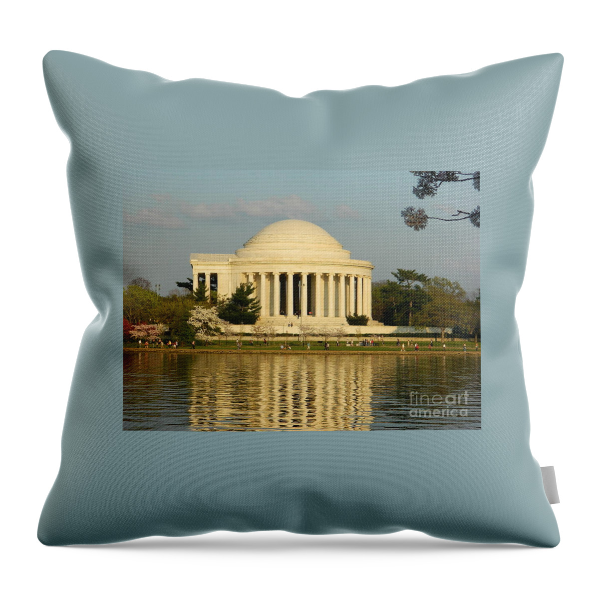 Jefferson Memorial At Sunset Throw Pillow featuring the photograph Jefferson Memorial At Sunset by Emmy Vickers