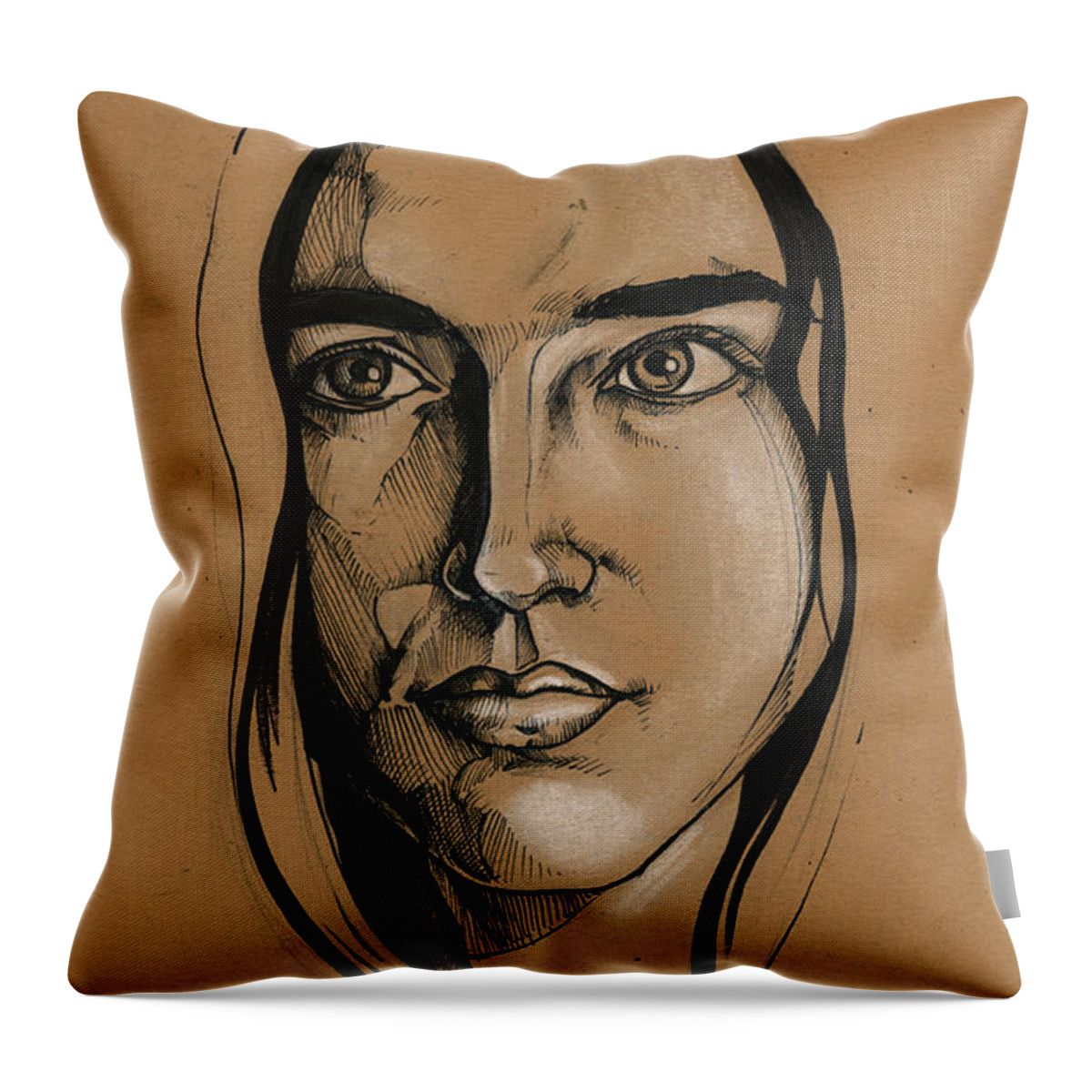 Portrait Throw Pillow featuring the drawing Jennifer Connelly by John Ashton Golden