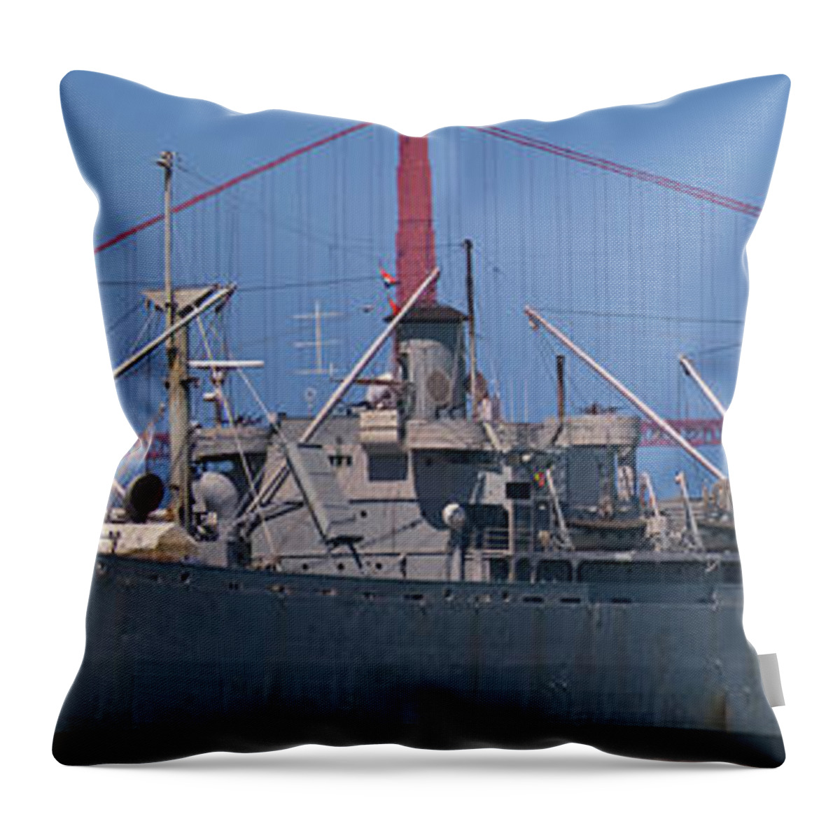 Golden Gate Throw Pillow featuring the photograph Jeremiah OBrien Liberty Ship by Tim Mulina