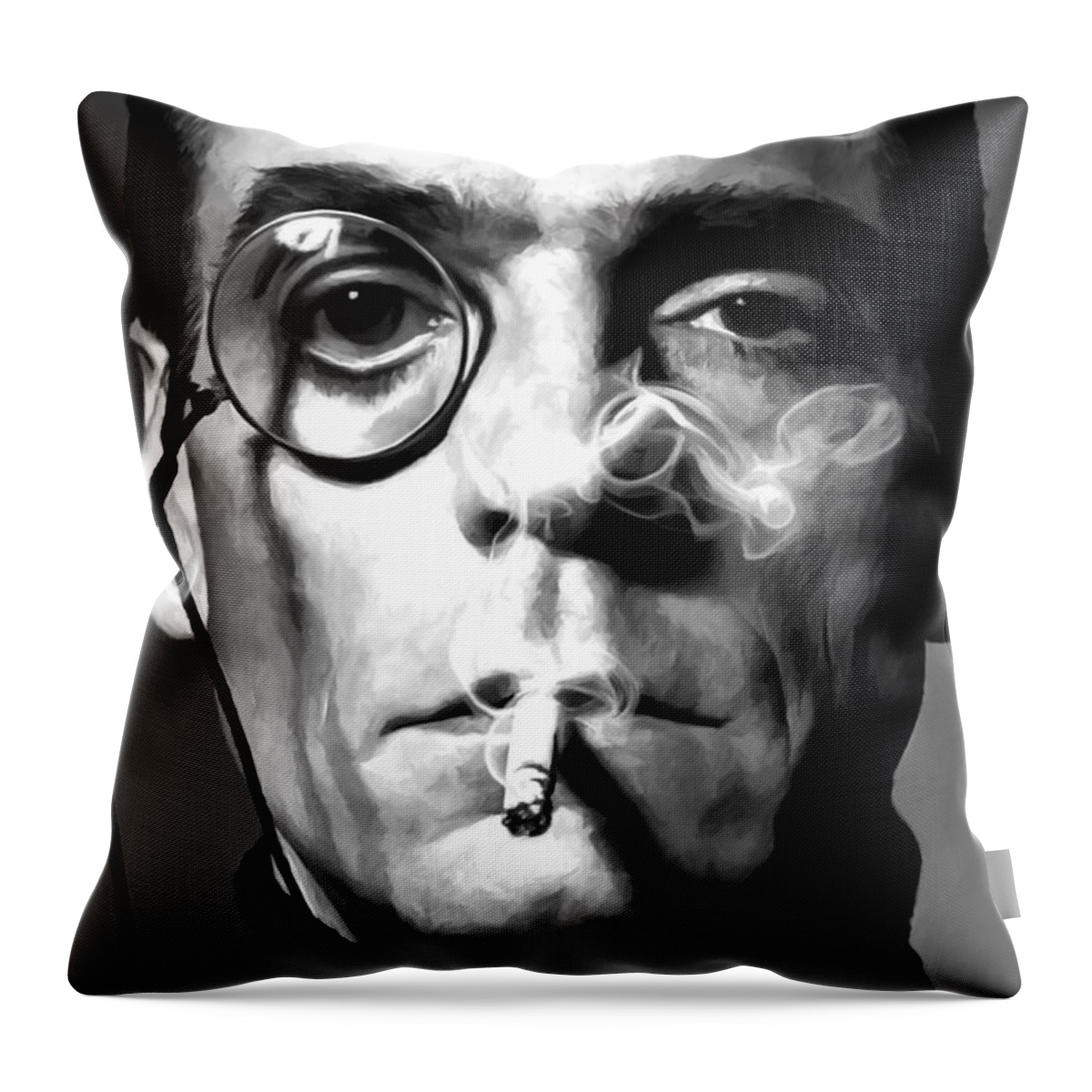 Jeremy Irons Throw Pillow featuring the digital art Jeremy Irons Portrait by Gabriel T Toro