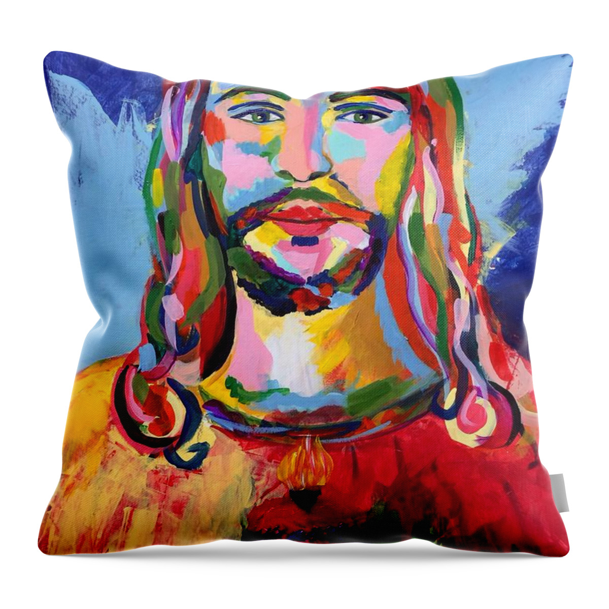 Jesuschrist Throw Pillow featuring the painting Jesuschrist Jesucristo Jesus Christ by Luzdy Rivera