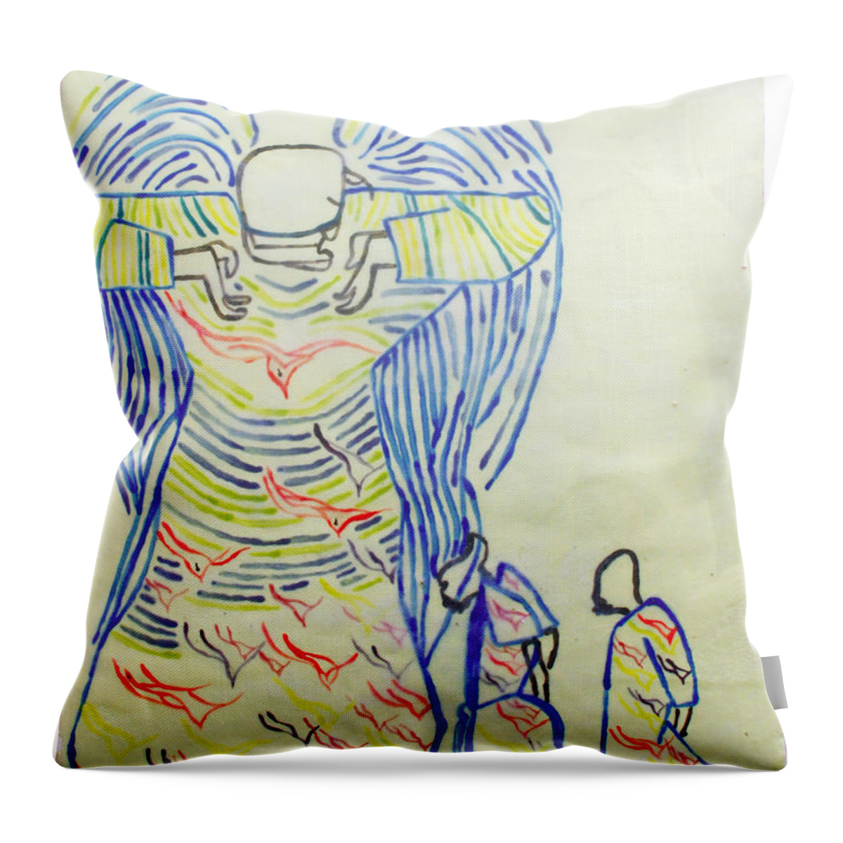 Jesus Throw Pillow featuring the painting Jesus Guardian Angel by Gloria Ssali