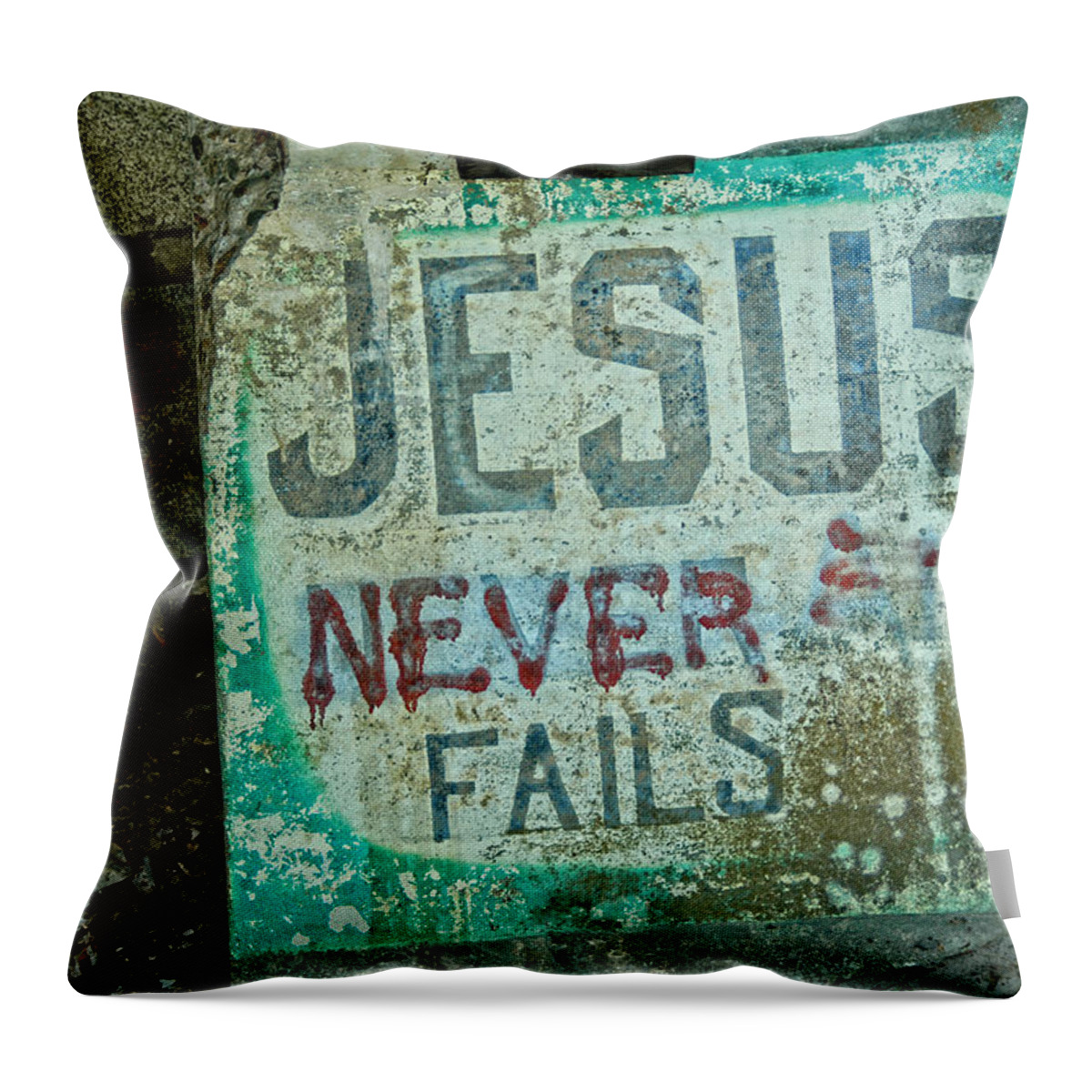 Jesus Throw Pillow featuring the photograph Jesus Never Fails by Mike Martin