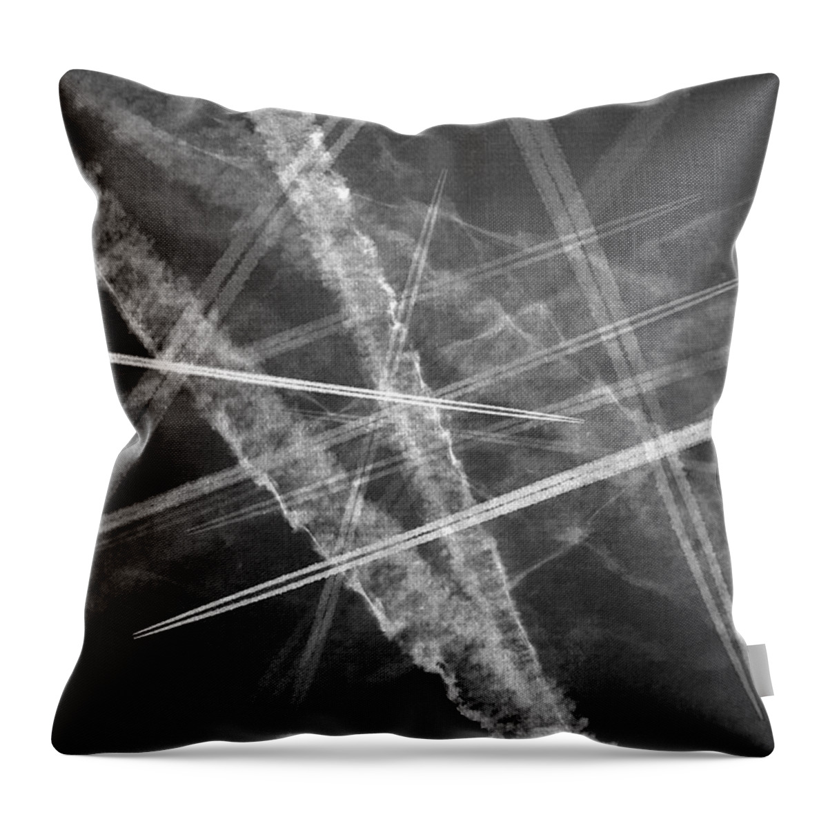 Aeroplane Throw Pillow featuring the photograph Jet trails by Steve Ball