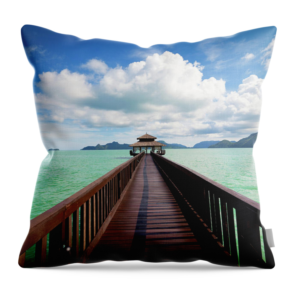 Water's Edge Throw Pillow featuring the photograph Jetty by 35007