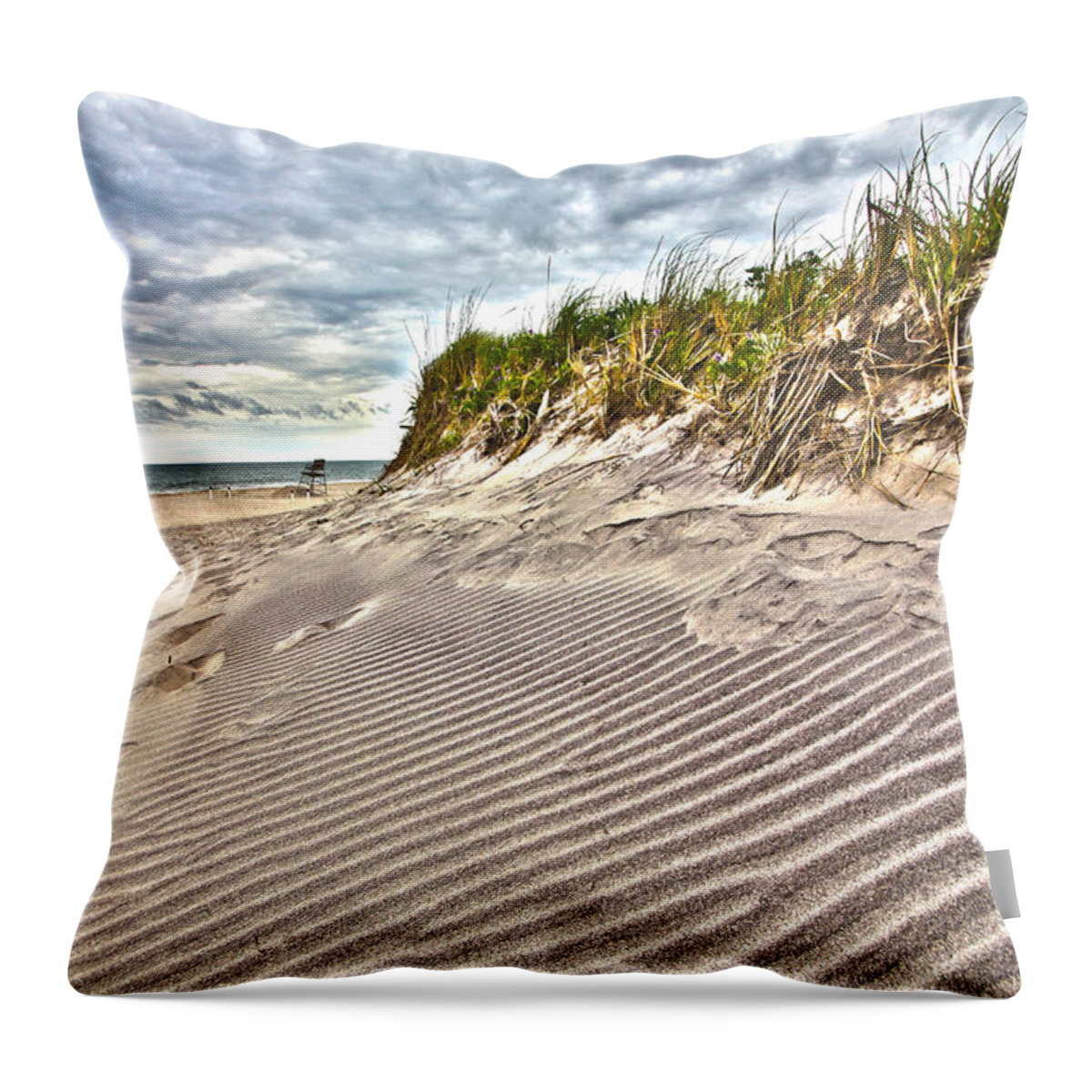 Jetty Throw Pillow featuring the photograph Jetty Four Dune Stripes by Robert Seifert