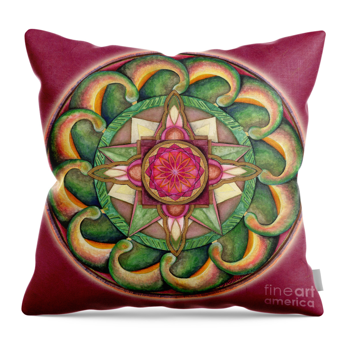 Mandala Art Throw Pillow featuring the painting Jewel of the Heart Mandala by Jo Thomas Blaine