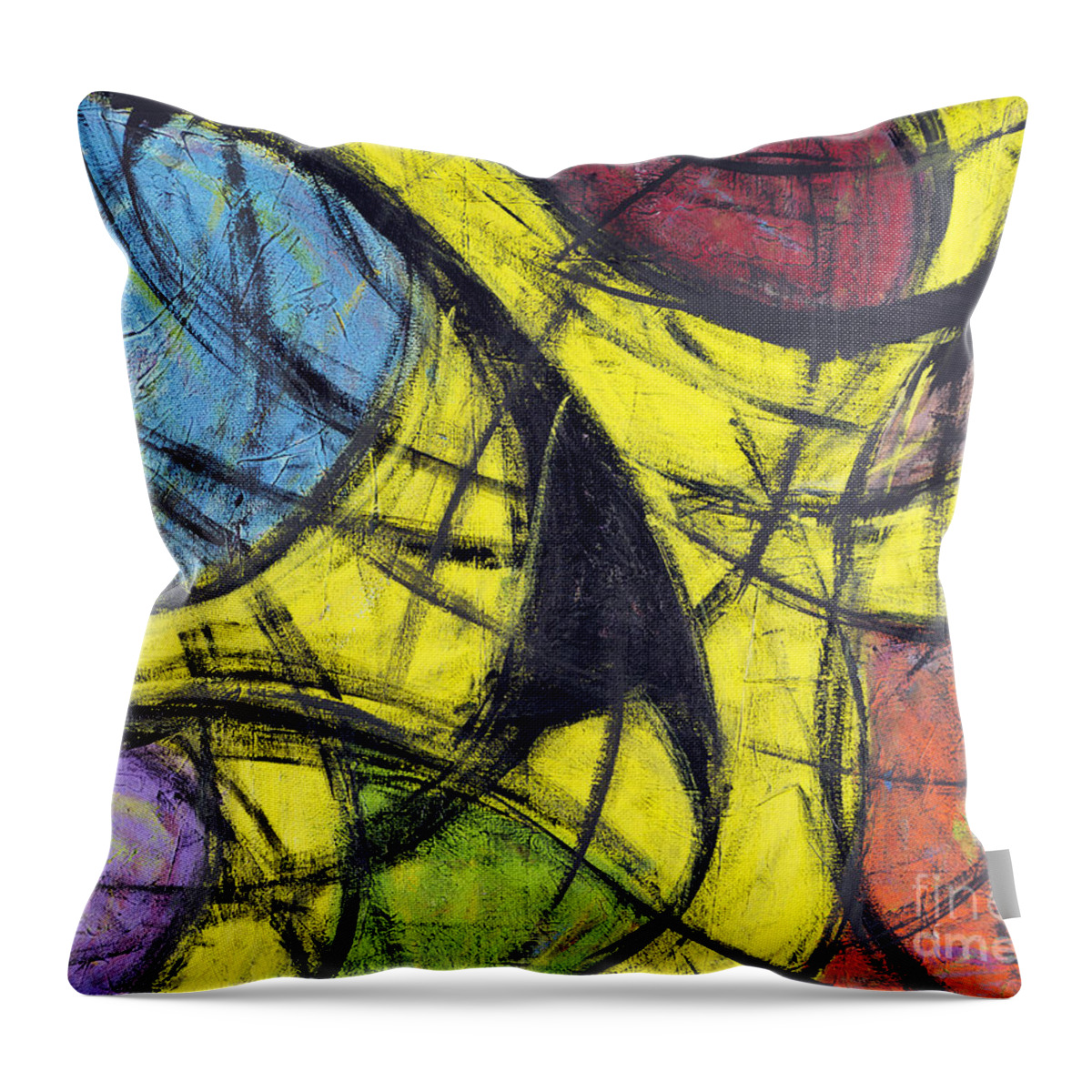 Blue Throw Pillow featuring the painting Jewell Tones by Rebecca Weeks
