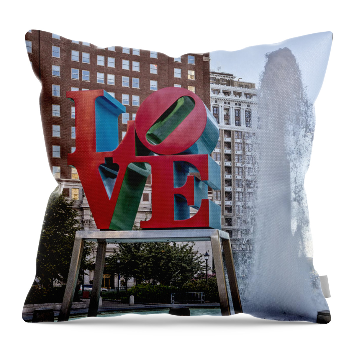 Love Sign Throw Pillow featuring the photograph JFK Plaza Love Park by Susan Candelario