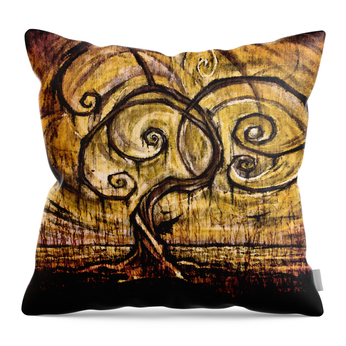 Tree Throw Pillow featuring the drawing Jfx2014-076 by Emilio Arostegui