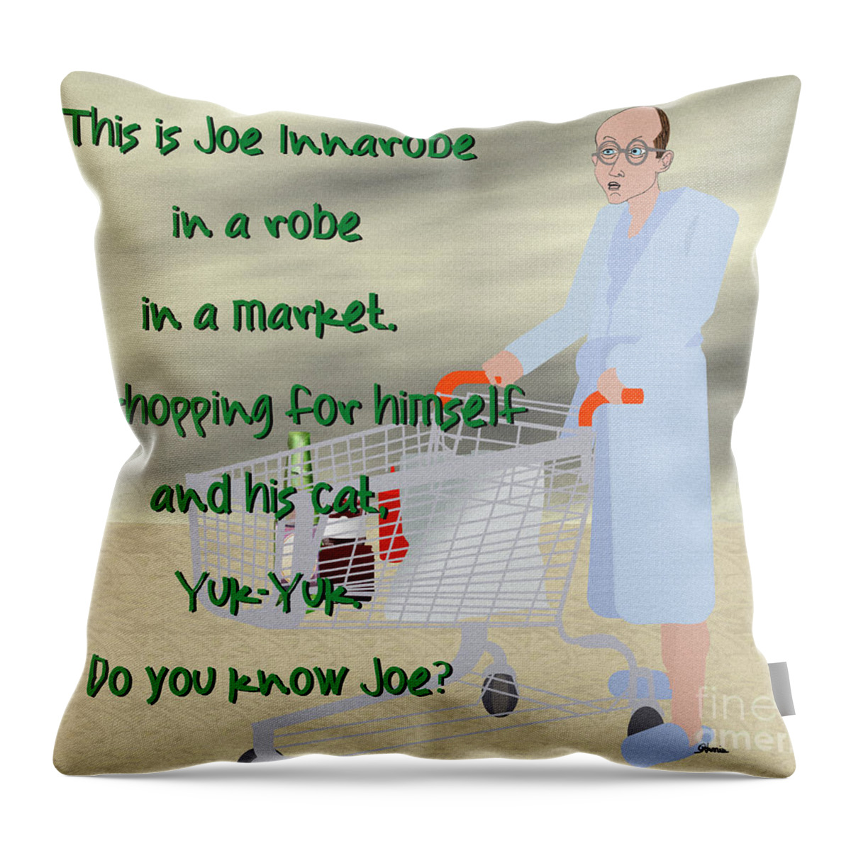 Joe Innarobe Throw Pillow featuring the mixed media Joe Inna Market by Pharris Art