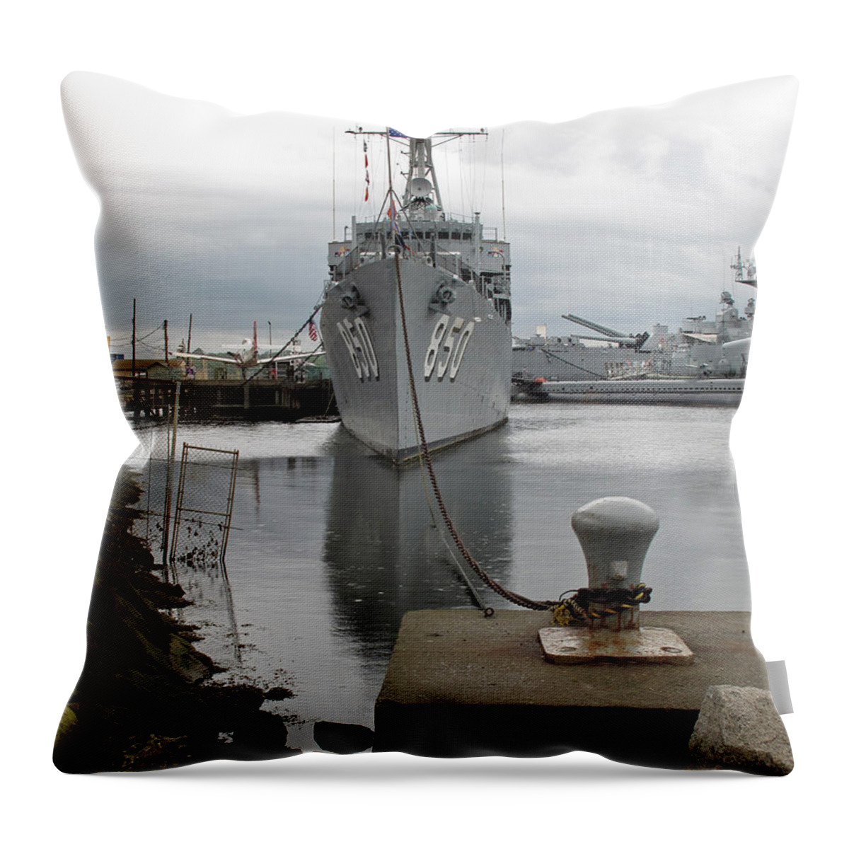 Seascape Throw Pillow featuring the photograph Joey P Mooring by Barbara McDevitt