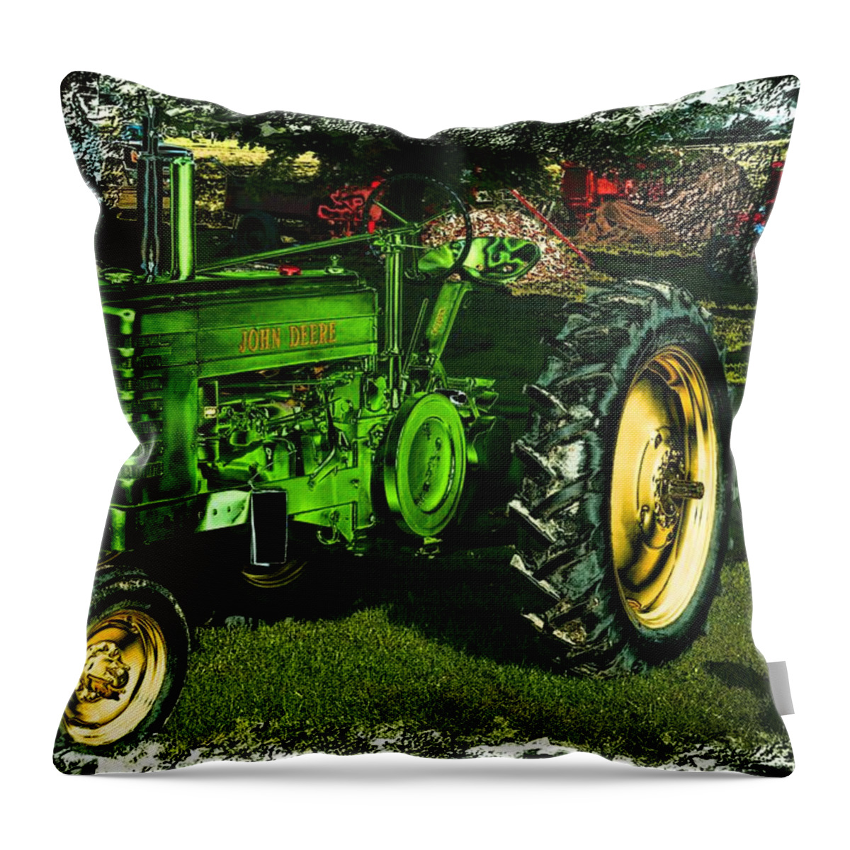 Tractor Throw Pillow featuring the photograph John Deere by Bonfire Photography