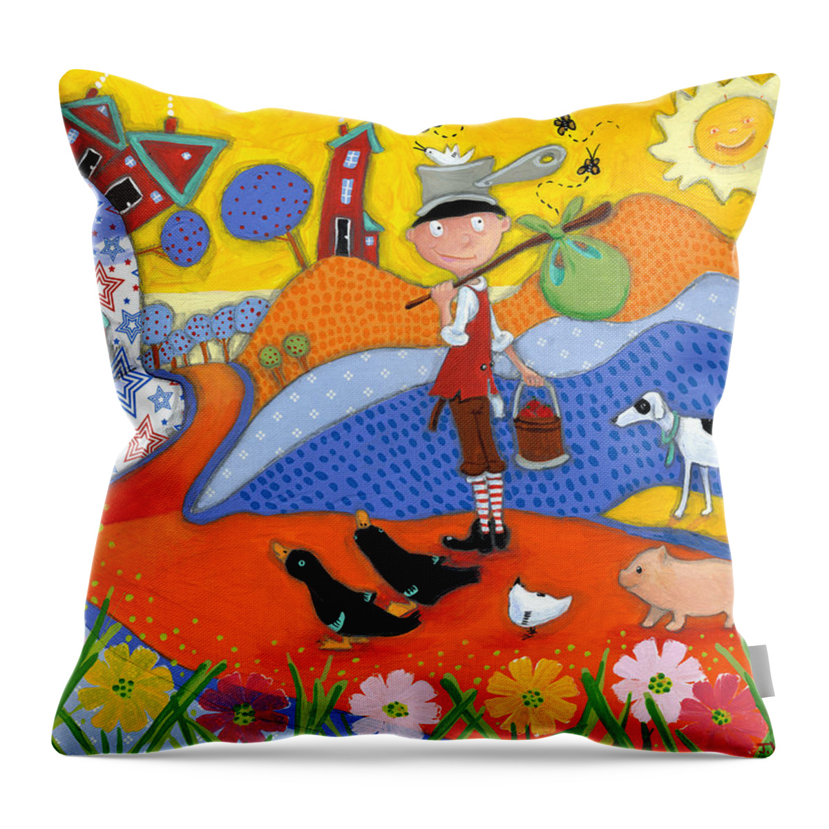 Johnny Appleseed Throw Pillow featuring the painting Johnny Appleseed by Jacquelin L Westerman