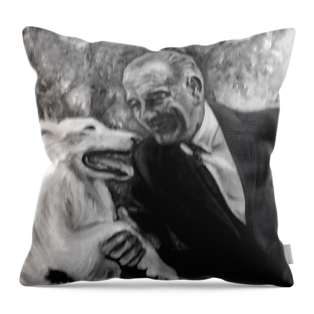 President Lyndon B Johnson Throw Pillow featuring the painting Johnson and Blanco by Martha Suhocke