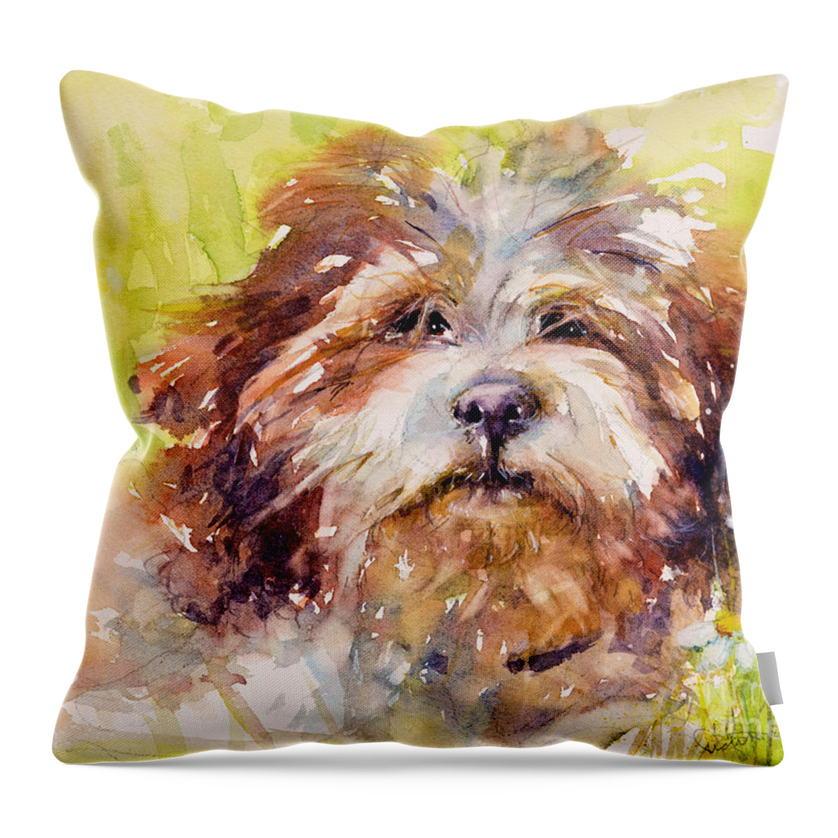 Dog Throw Pillow featuring the painting Jolly June by Judith Levins