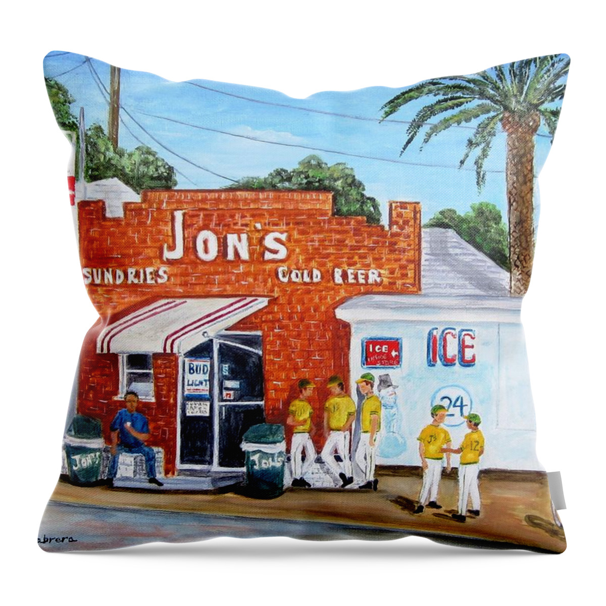 Landscape Throw Pillow featuring the painting Jon's Ham by Linda Cabrera