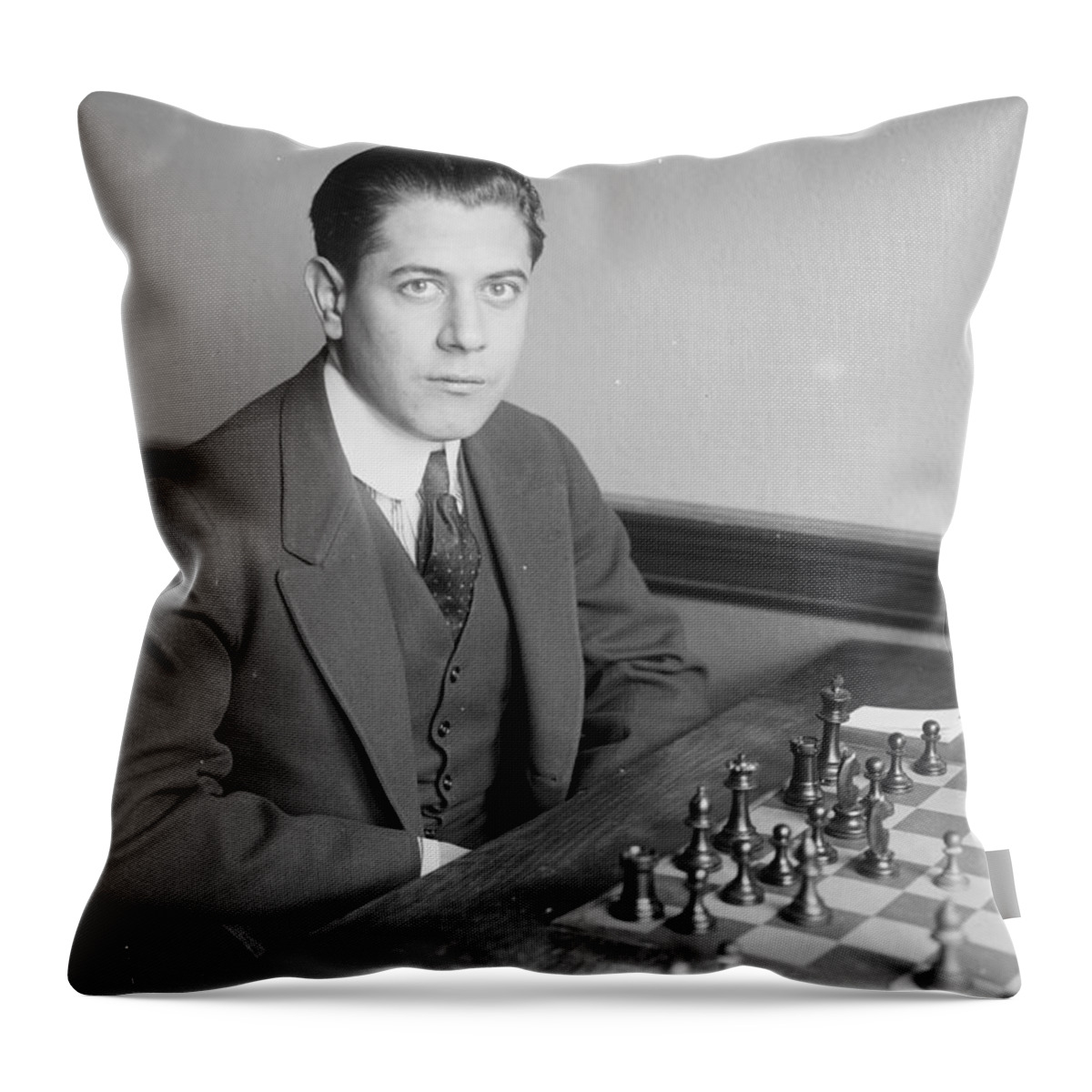 1915 Throw Pillow featuring the photograph Jose Raul Capablanca by Granger