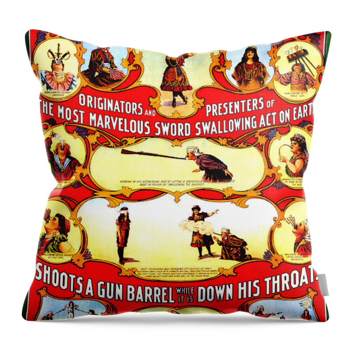 Entertainment Throw Pillow featuring the photograph Joseph Hollingsworth, Sword Swallowing by Science Source
